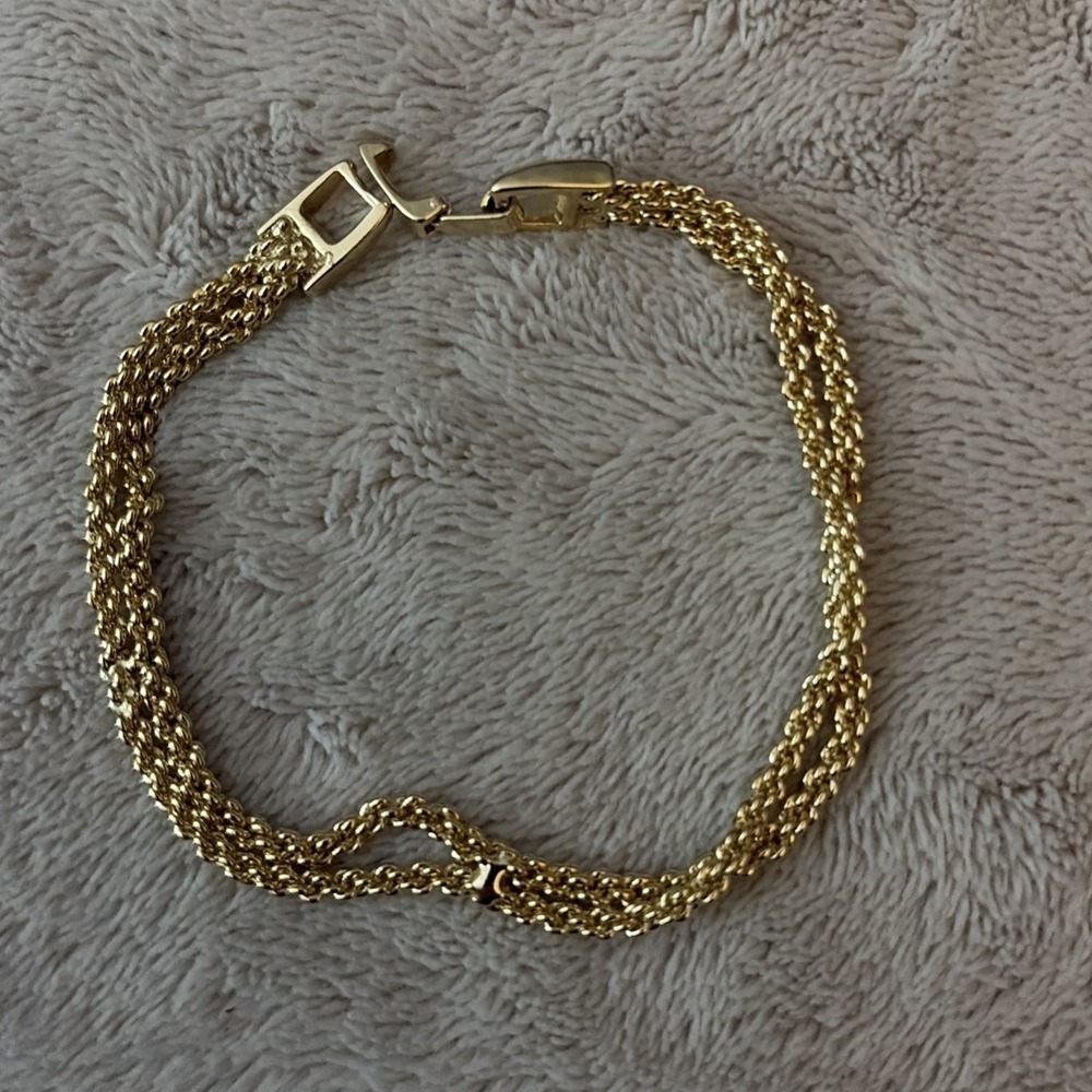 Vintage Goldtone Double Chain Estate Costume Jewelry Bracelet